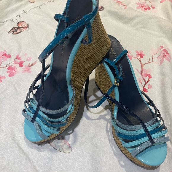 Christian Siriano Shoes - Christian Sirisno blue/green sandal wedge